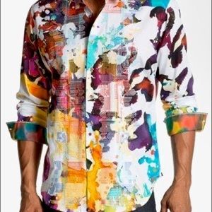 Robert Graham Gerard Paint Splatter Shirt Size 3XL
